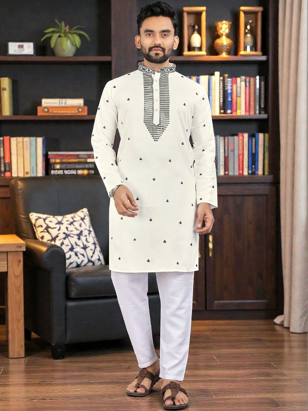 MAITHILI CREATION Men Sequinned Kurta - view 1