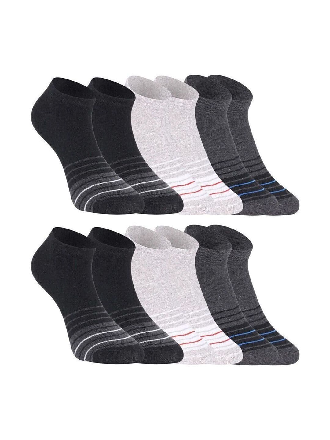SOXBAE Men Cotton Blend Striped Ankle Length Socks - view 1