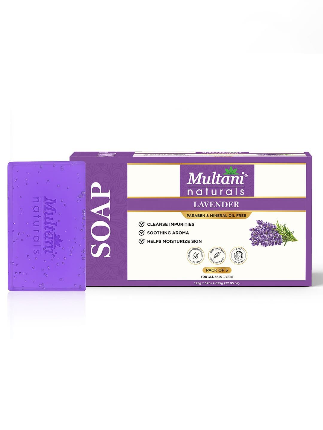 Multani Set Of 5 Lavender Soap - 125 g Each - view 1