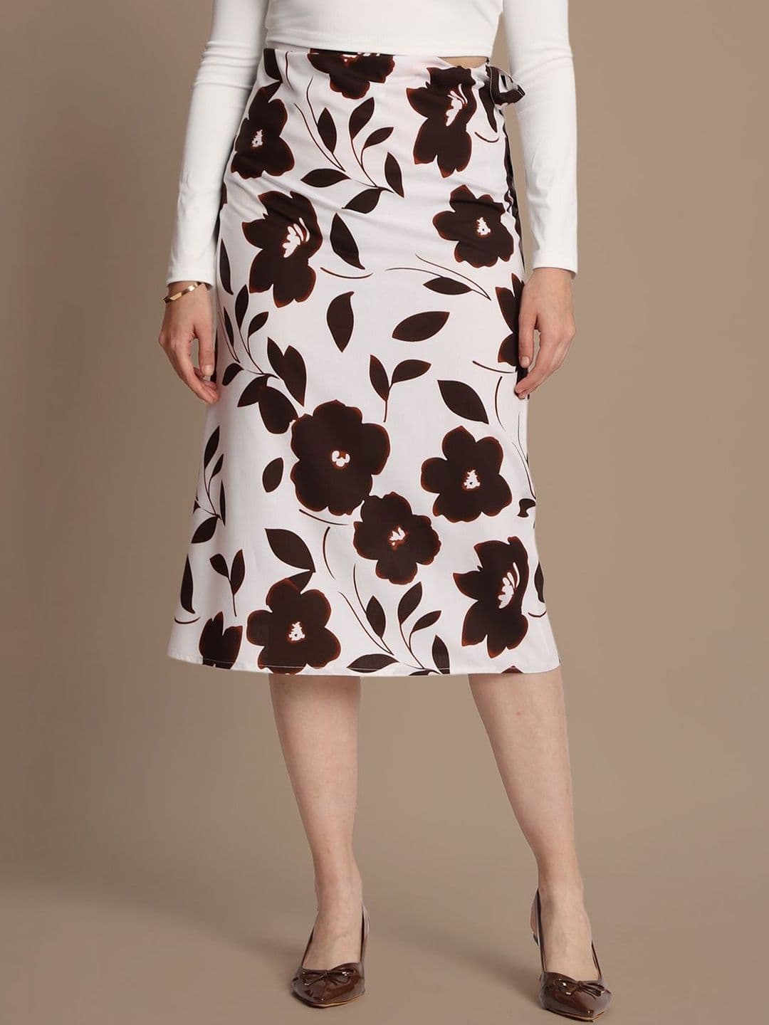 Bene Kleed Women Floral Satin printed Midi Wrap Skirt - view 1