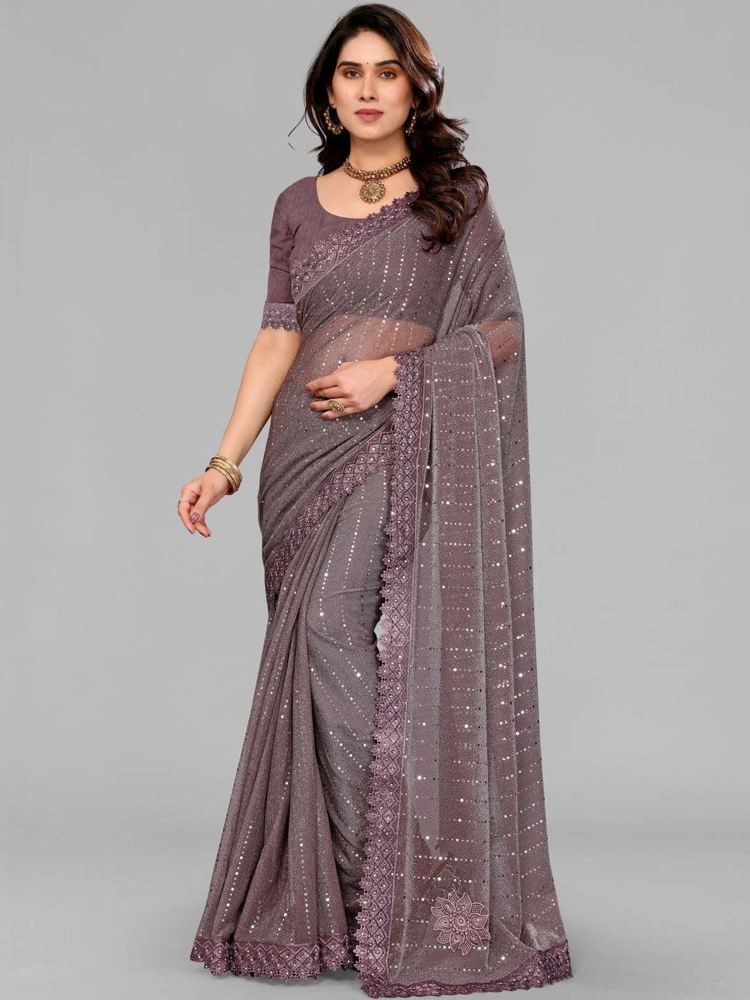 Miracle TEX Embellished Sequinned Heavy Work Saree - view 1