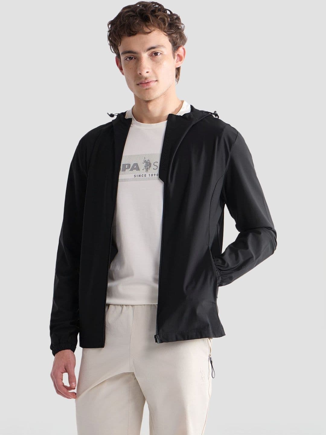 USPA SportSolid Slim Fit Zipper Hooded Jacket - view 1