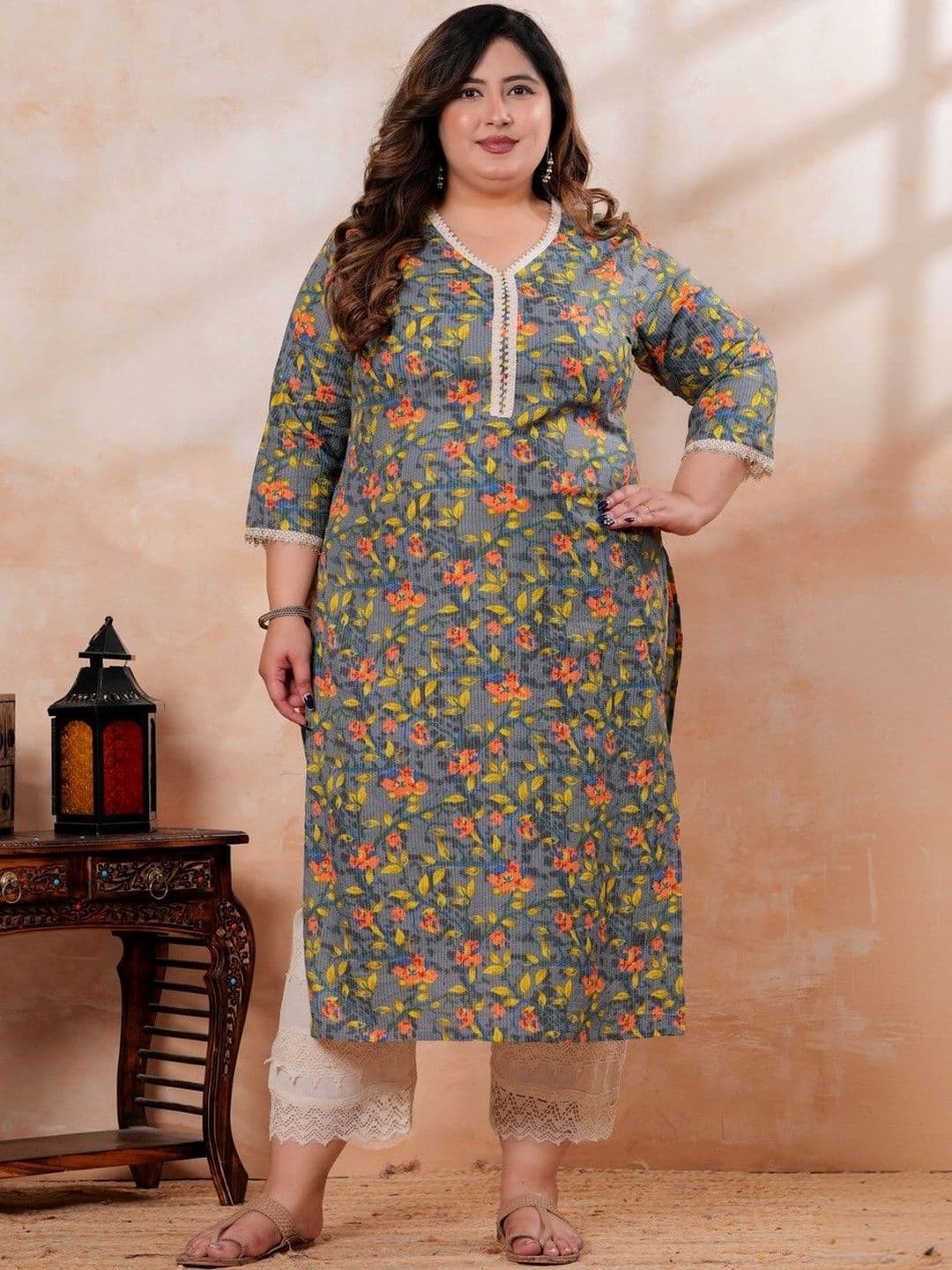 LABULY Women Floral Embroidered Thread Work Summer Sheers Kurta - view 1