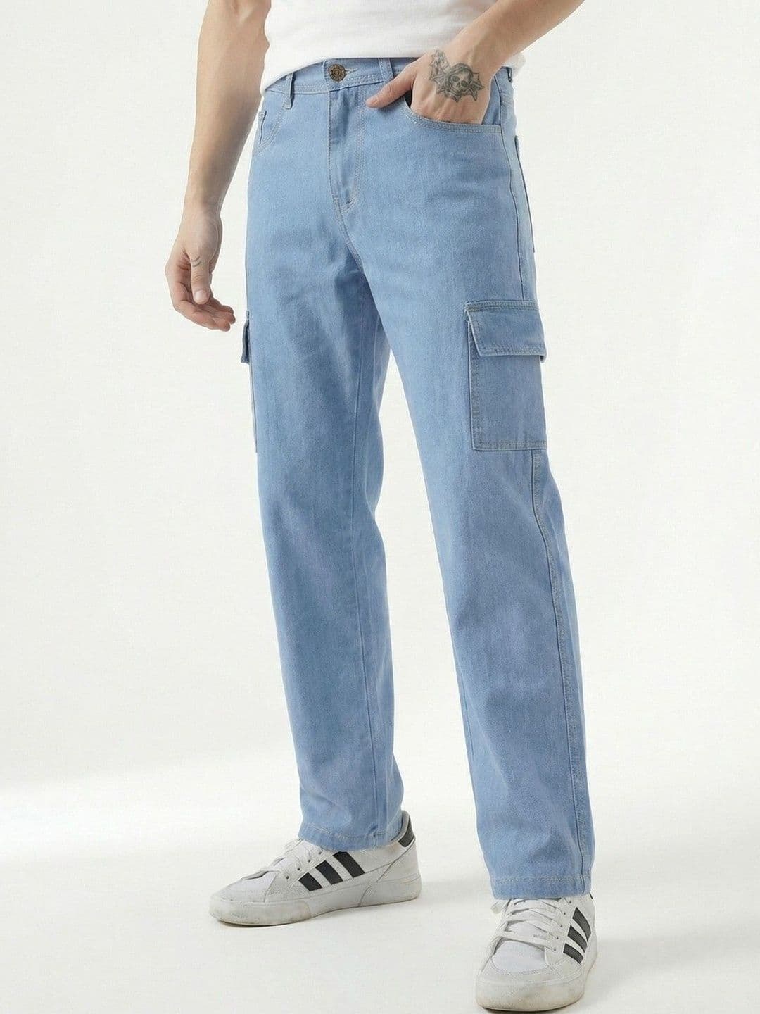 glitchez Men Classic Relaxed Fit Mid-Rise Stretchable Jeans - view 1