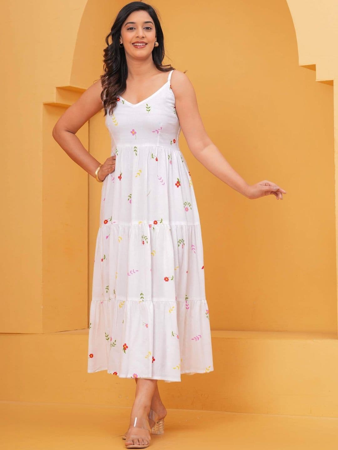 RILAKE Floral Print Fit & Flare Midi Dress - view 1