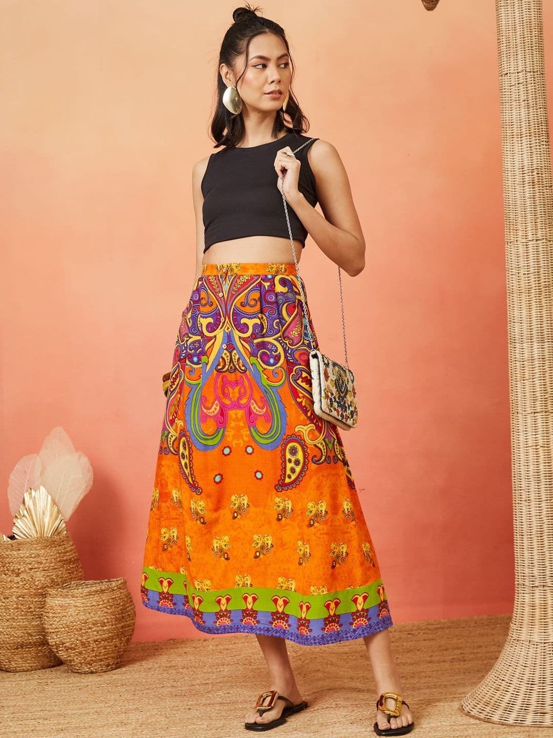 Sangria FUZN Women Floral Maxi Flared Skirt - view 1