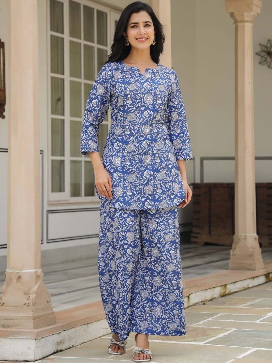SZN Floral Printed Tunic with Palazzos - view 1