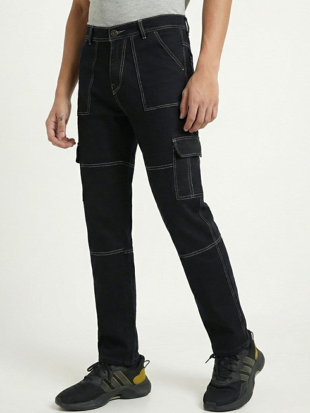 glitchez Men Classic Straight Fit Mid-Rise Stretchable Jeans - view 1