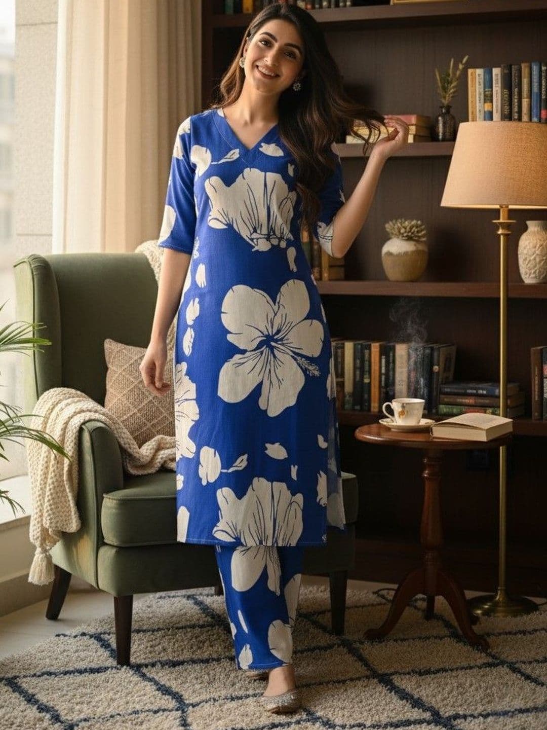 BHAGYESH FASHION Women Floral Printed Regular Kurta with Trousers - view 1