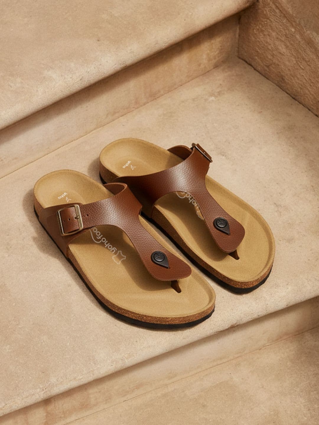 Yoho Men's Leather Thong Sandals with Cork Footbed for Daily Wear- SDL 117 - view 1