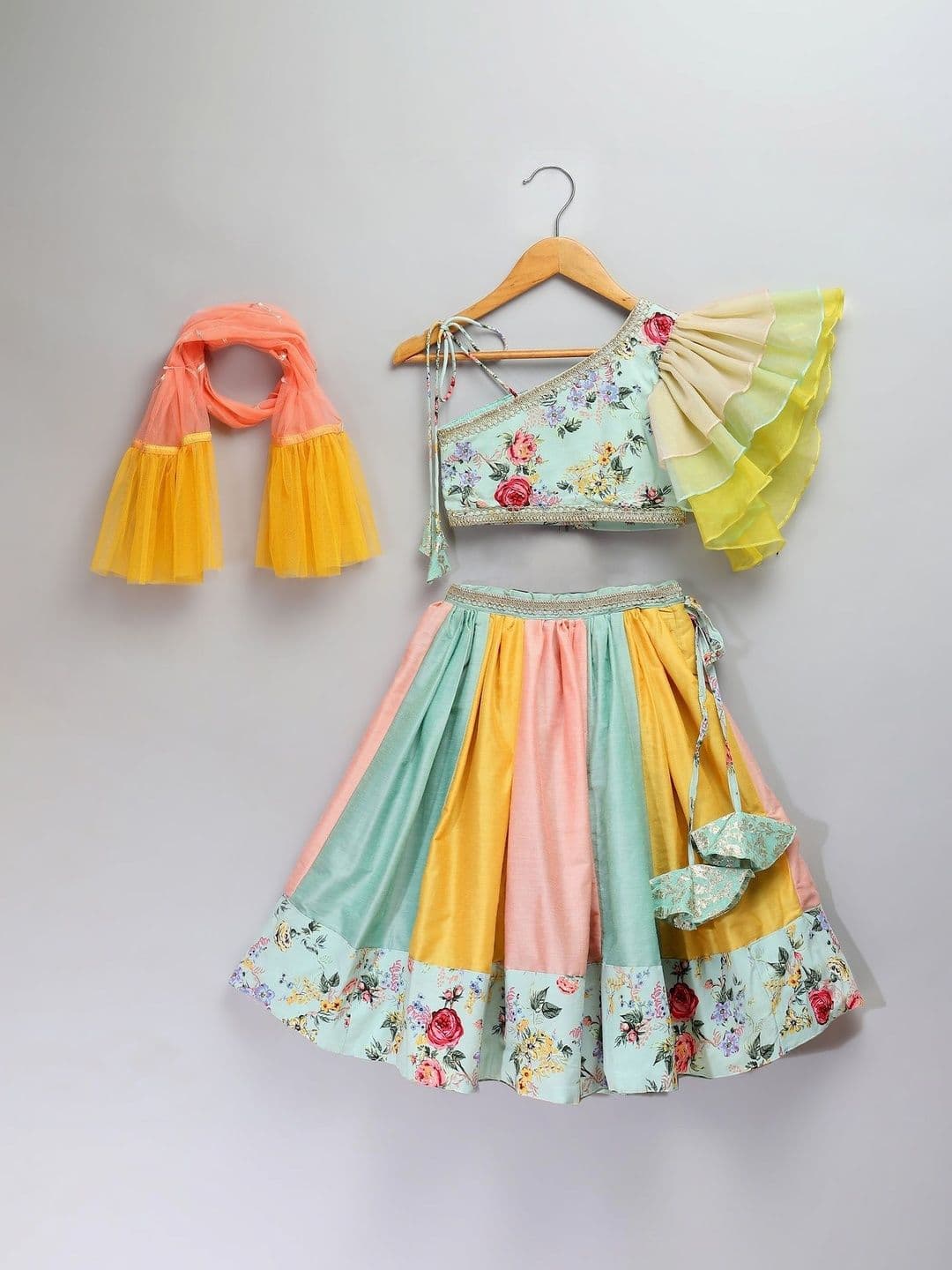 The Little Tales Girls Embroidered Thread Work Ready to Wear Lehenga & Blouse With Dupatta - view 1