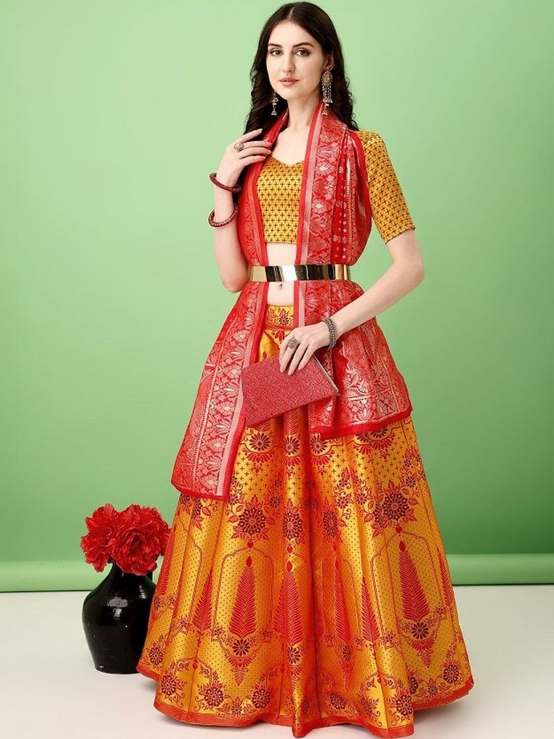 JIVUBA Semi-Stitched Lehenga & Blouse With Dupatta - view 1