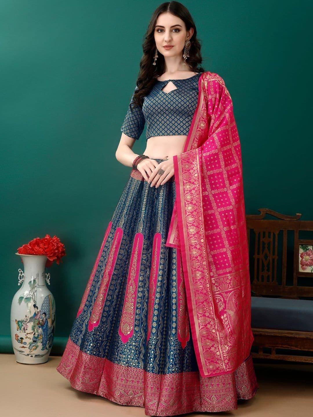 JIVUBA Semi-Stitched Lehenga & Blouse With Dupatta - view 1