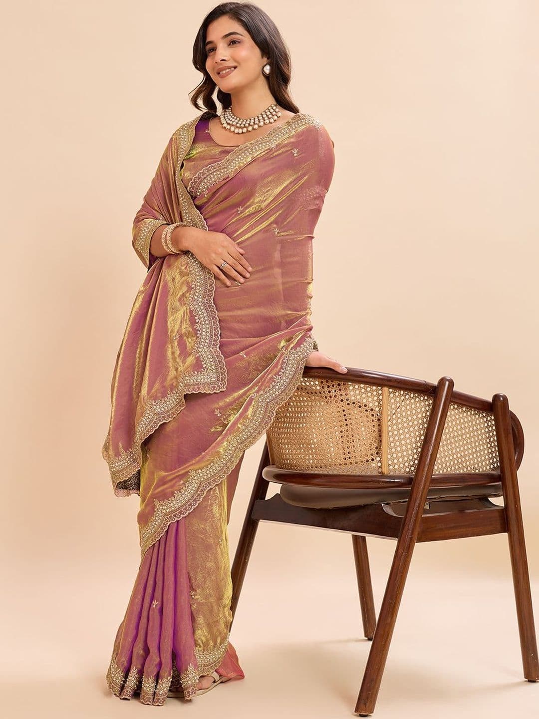 Kandora Embellished Embroidered Pure Chiffon Heavy Work Saree - view 1