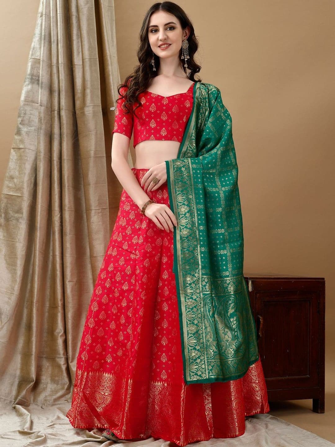 JIVUBA Semi-Stitched Lehenga & Blouse With Dupatta - view 1