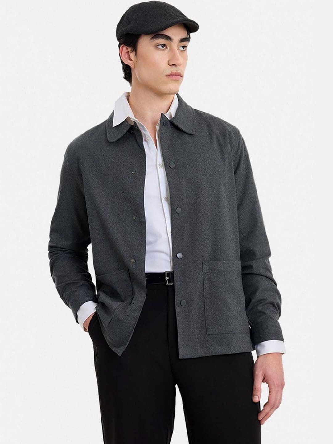 Snitch Charcoal Grey Solid Jacket - view 1