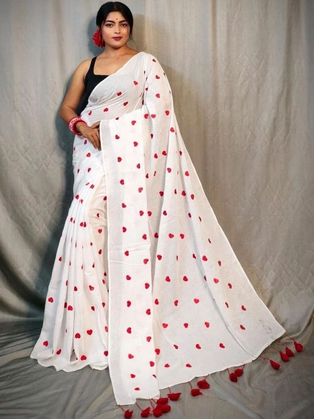 ACHOL Embellished Pure Cotton Saree - view 1