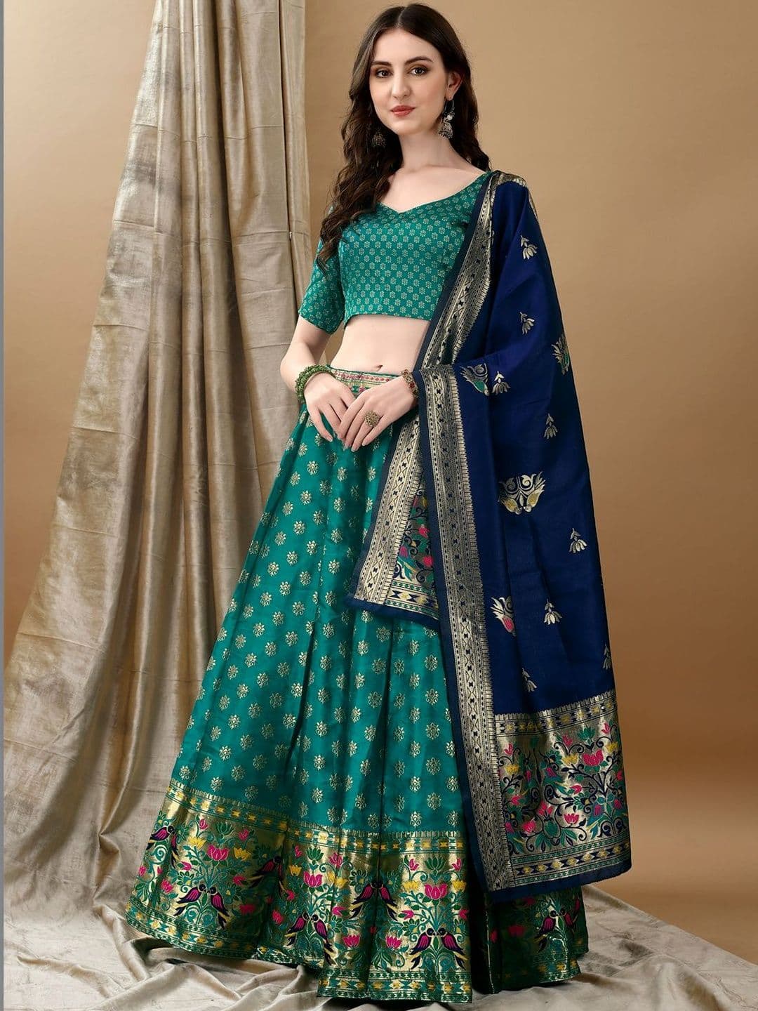 JIVUBA Semi-Stitched Lehenga & Blouse With Dupatta - view 1