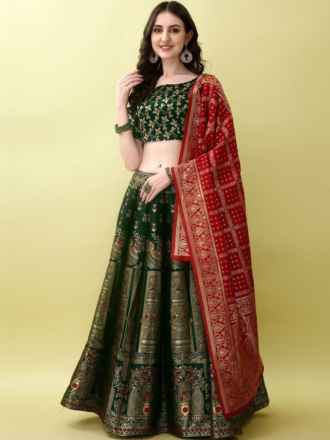 JIVUBA Semi-Stitched Lehenga & Blouse With Dupatta - view 1