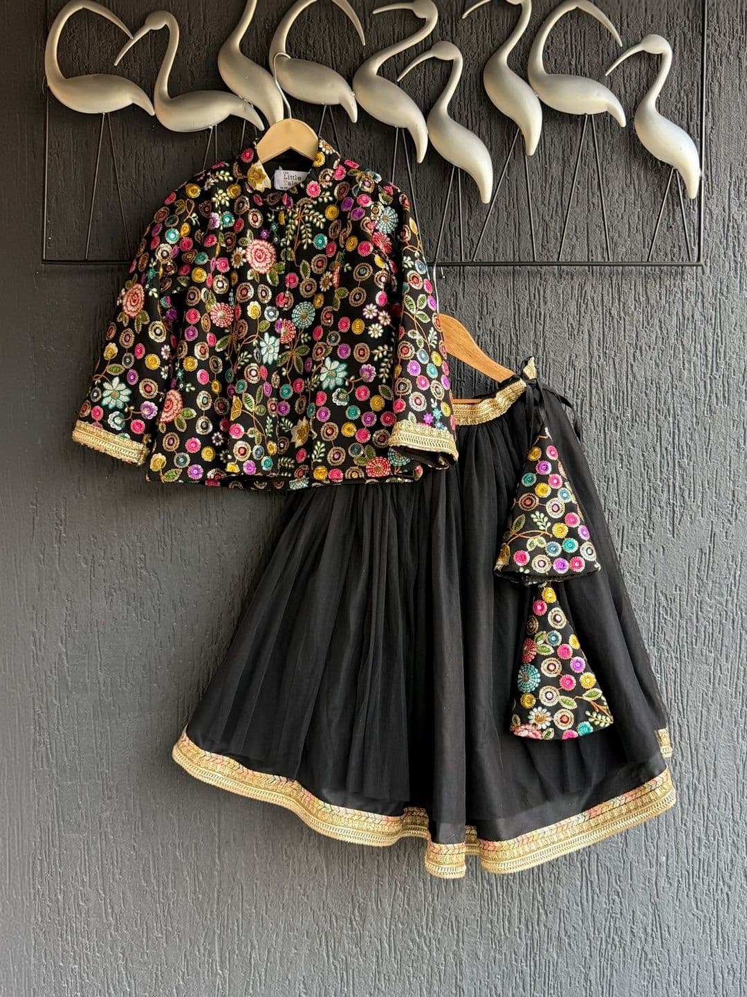 The Little Tales Girls Embroidered Sequinned Ready to Wear Lehenga & Blouse - view 1