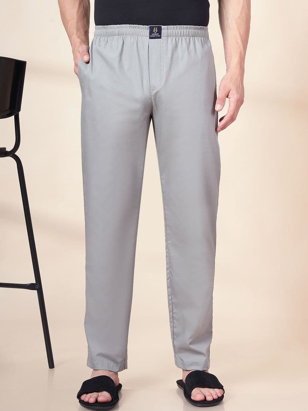 URBAN SCOTTISH Cotton Mid-Rise Straight Lounge Pants - view 1
