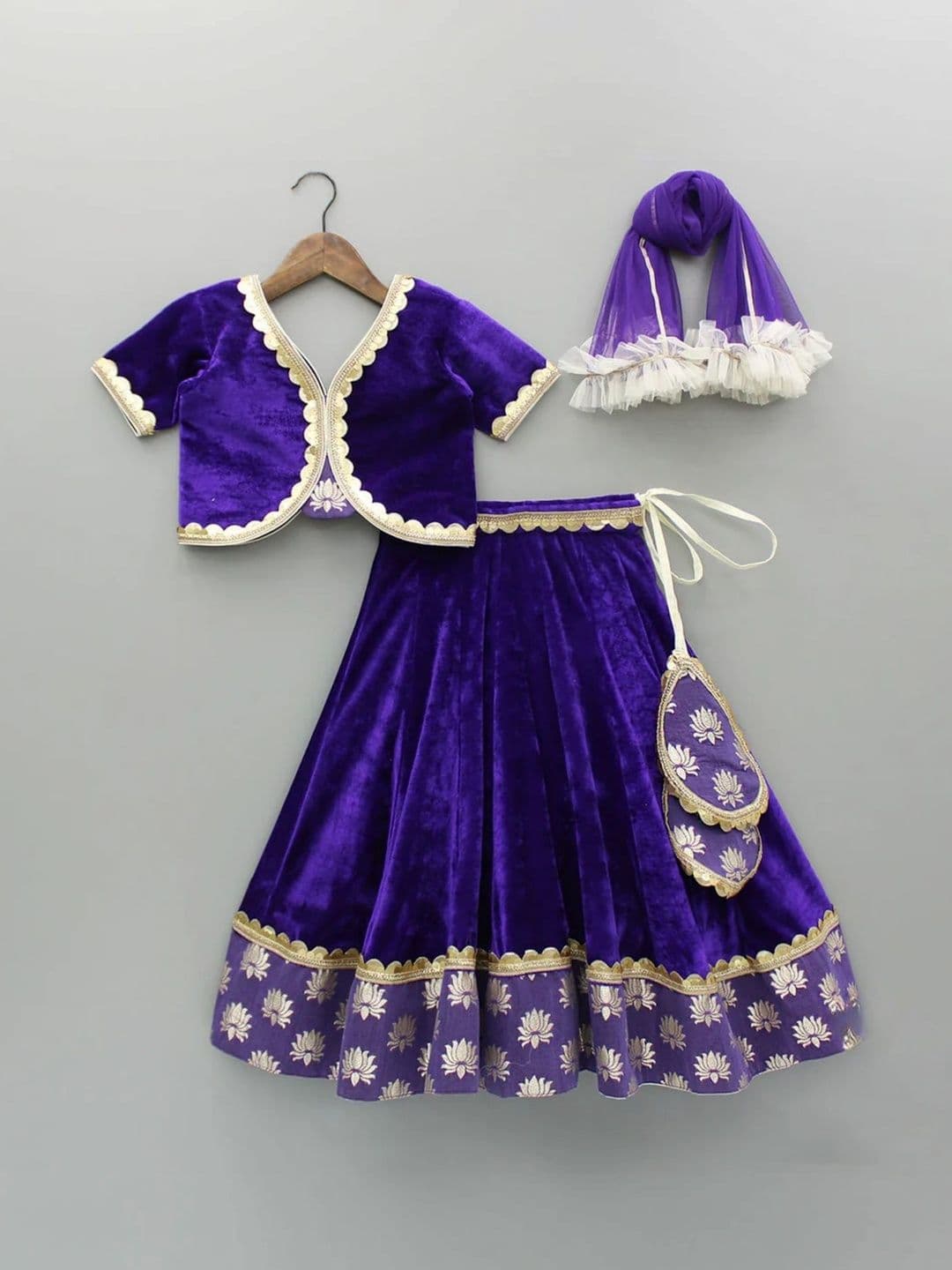 The Little Tales Girls Embellished Sequinned Ready to Wear Lehenga & Blouse With Dupatta - view 1