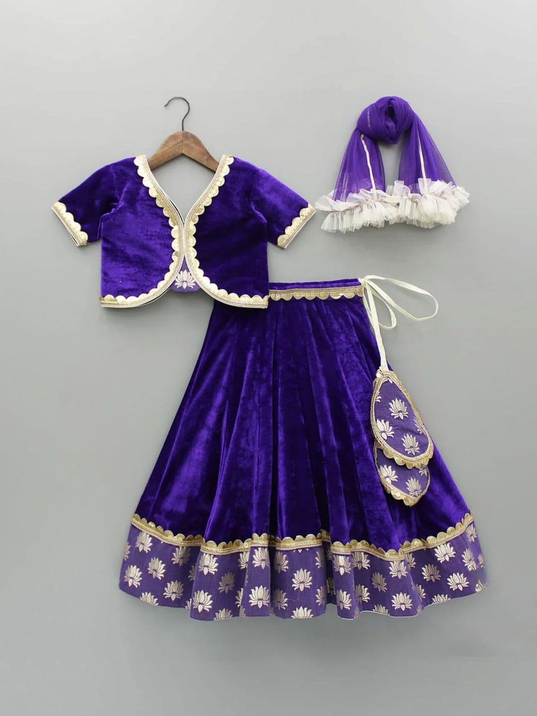 The Little Tales Girls Embellished Sequinned Ready to Wear Lehenga & Blouse With Dupatta - view 1