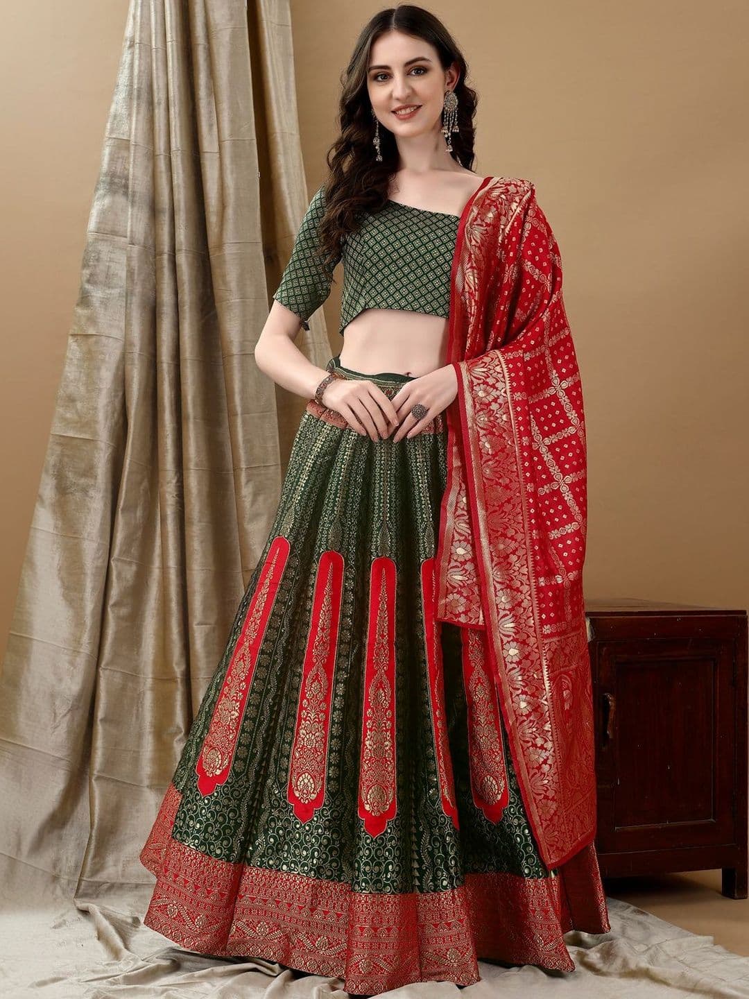 JIVUBA Semi-Stitched Lehenga & Blouse With Dupatta - view 1