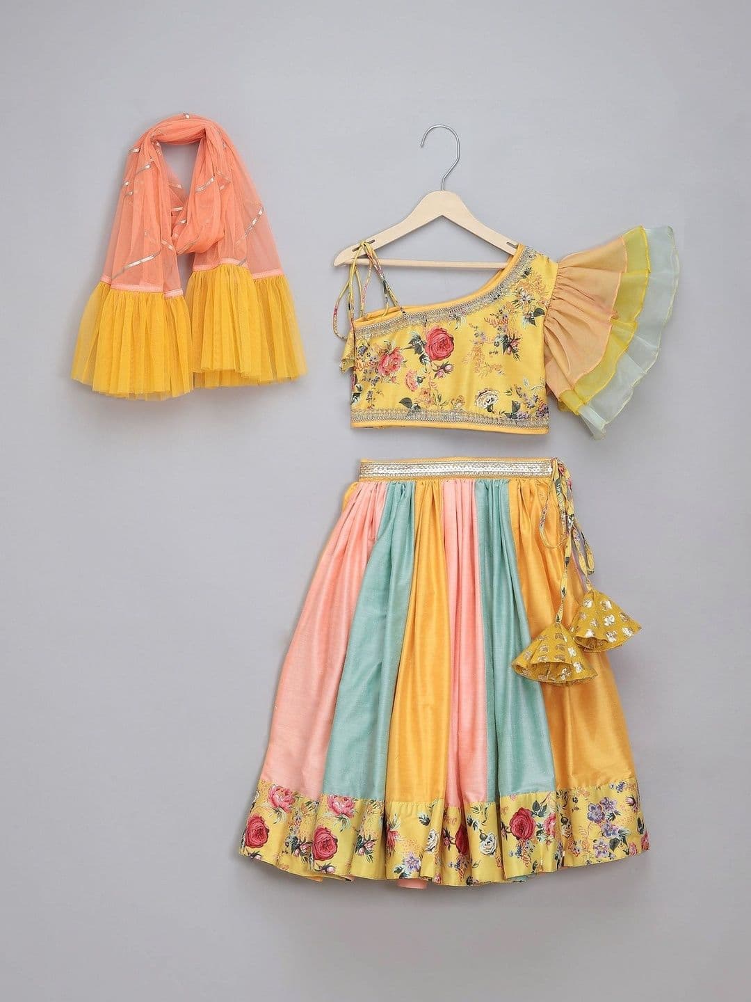 The Little Tales Girls Sequinned Ready to Wear Lehenga & Blouse With Dupatta - view 1