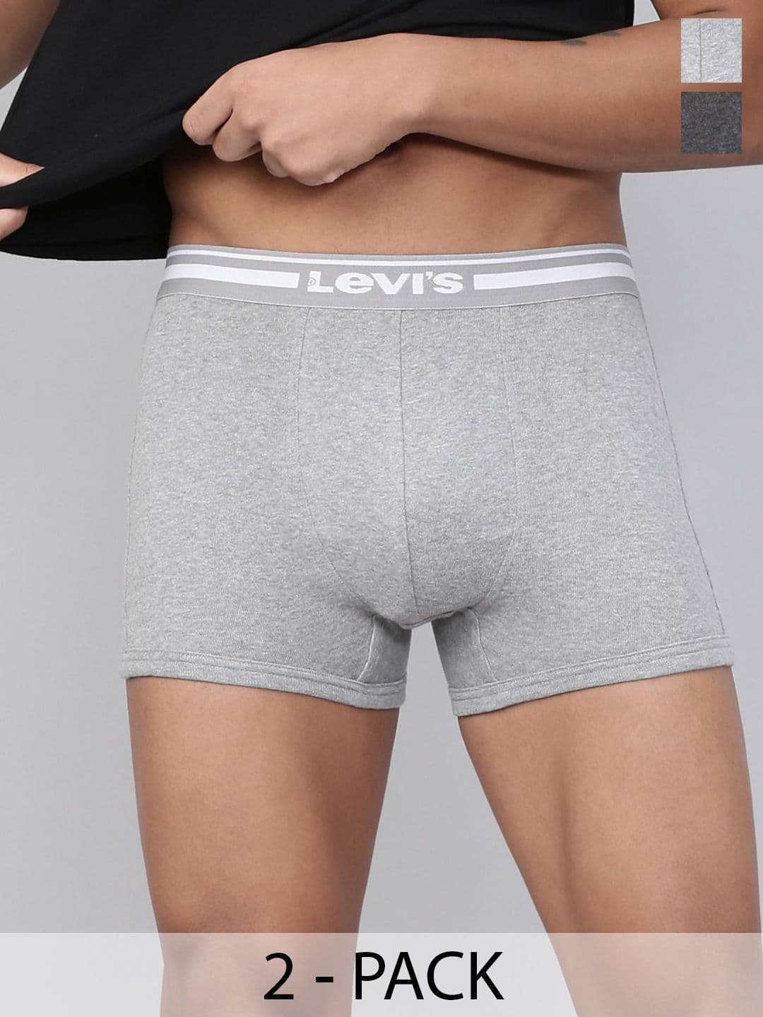 Levis Men Pack of 2 Solid Cotton Rib Ultrasoft Waistband with Shorter Length Trunk - view 1