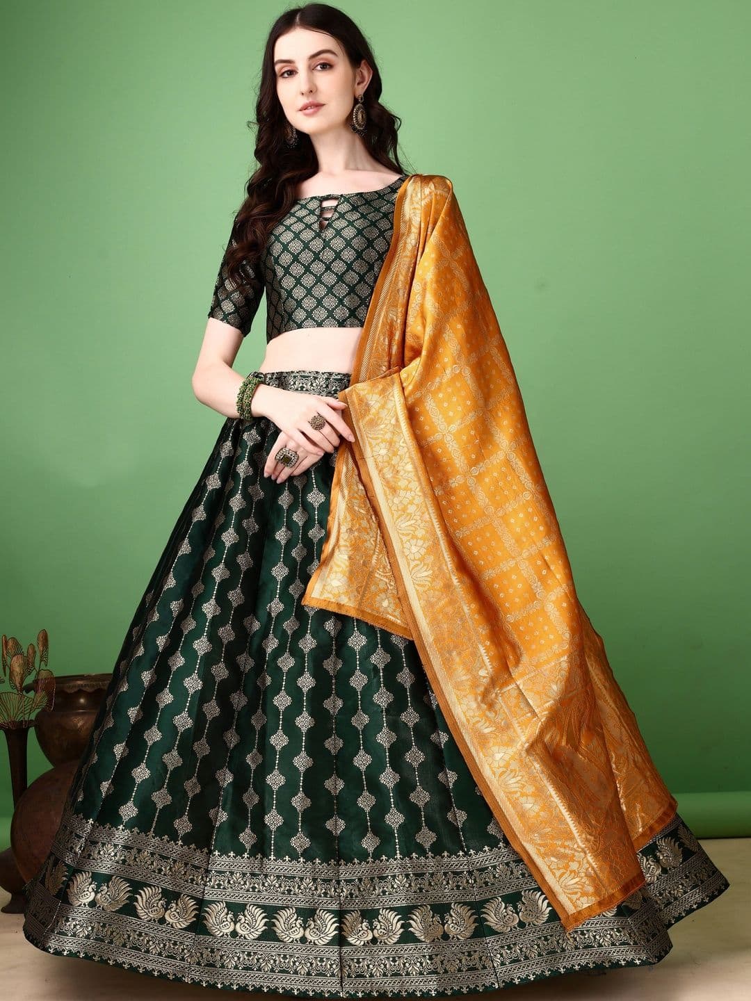 JIVUBA Semi-Stitched Lehenga & Blouse With Dupatta - view 1