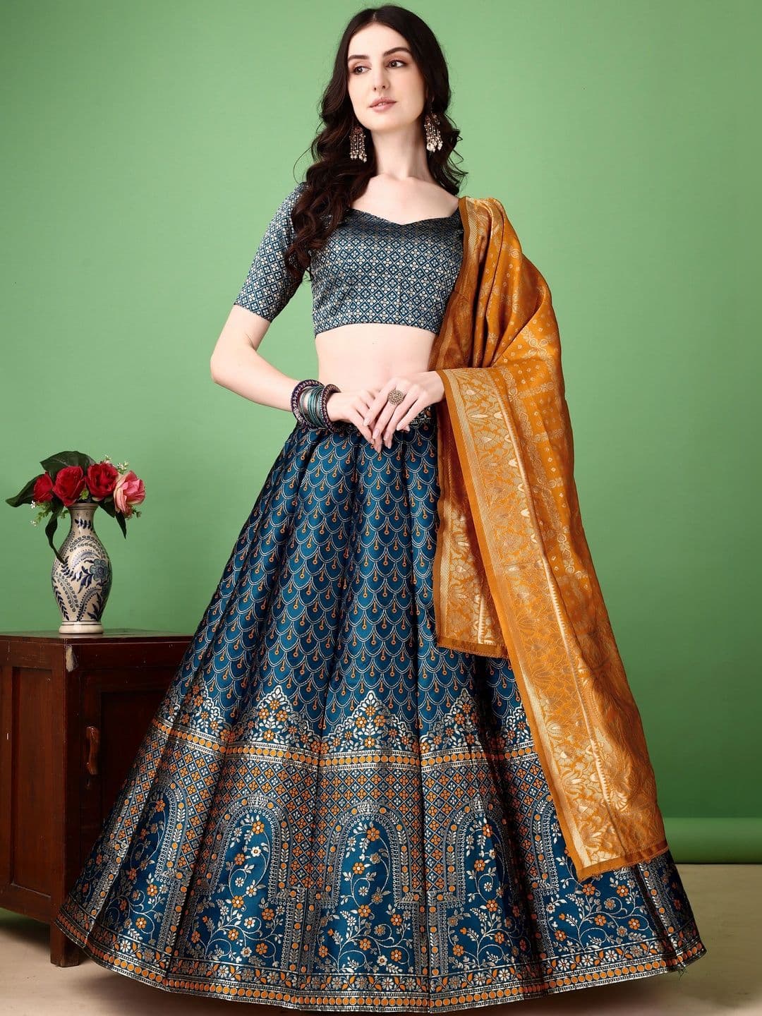 JIVUBA Semi-Stitched Lehenga & Blouse With Dupatta - view 1