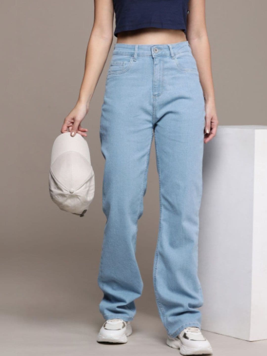 Mast & Harbour Women Classic Straight Fit Mid-Rise Stretchable Jeans - view 1