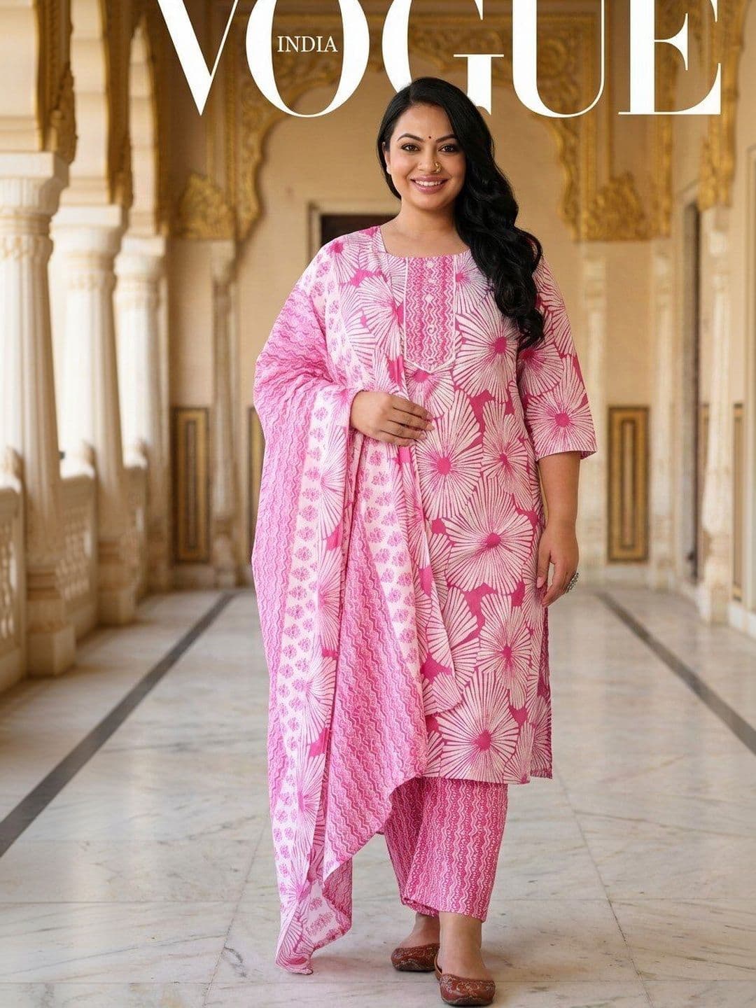 Sztori Women Floral Printed Regular Thread Work Pure Cotton Kurta with Trousers & With Dupatta - view 1