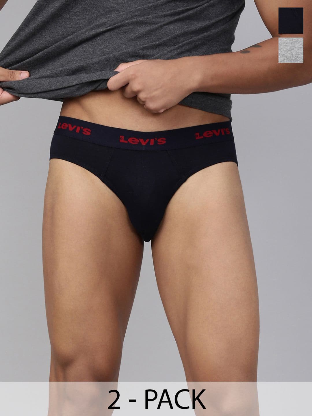 Levis Men Pack of 2 Solid Cotton Ultrasoft Waistband Brief with Smartskin Technology