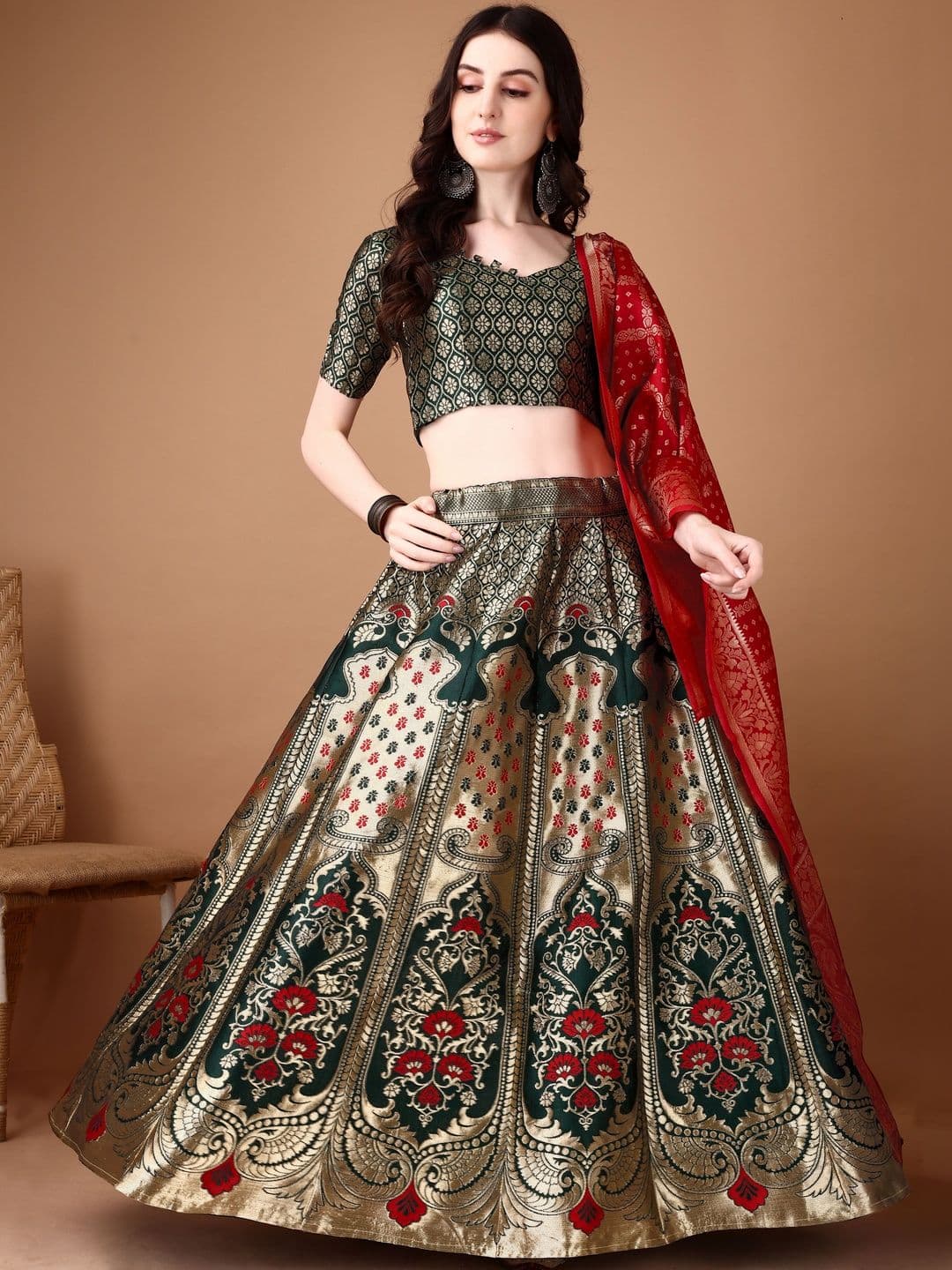 JIVUBA Semi-Stitched Lehenga & Blouse With Dupatta - view 1