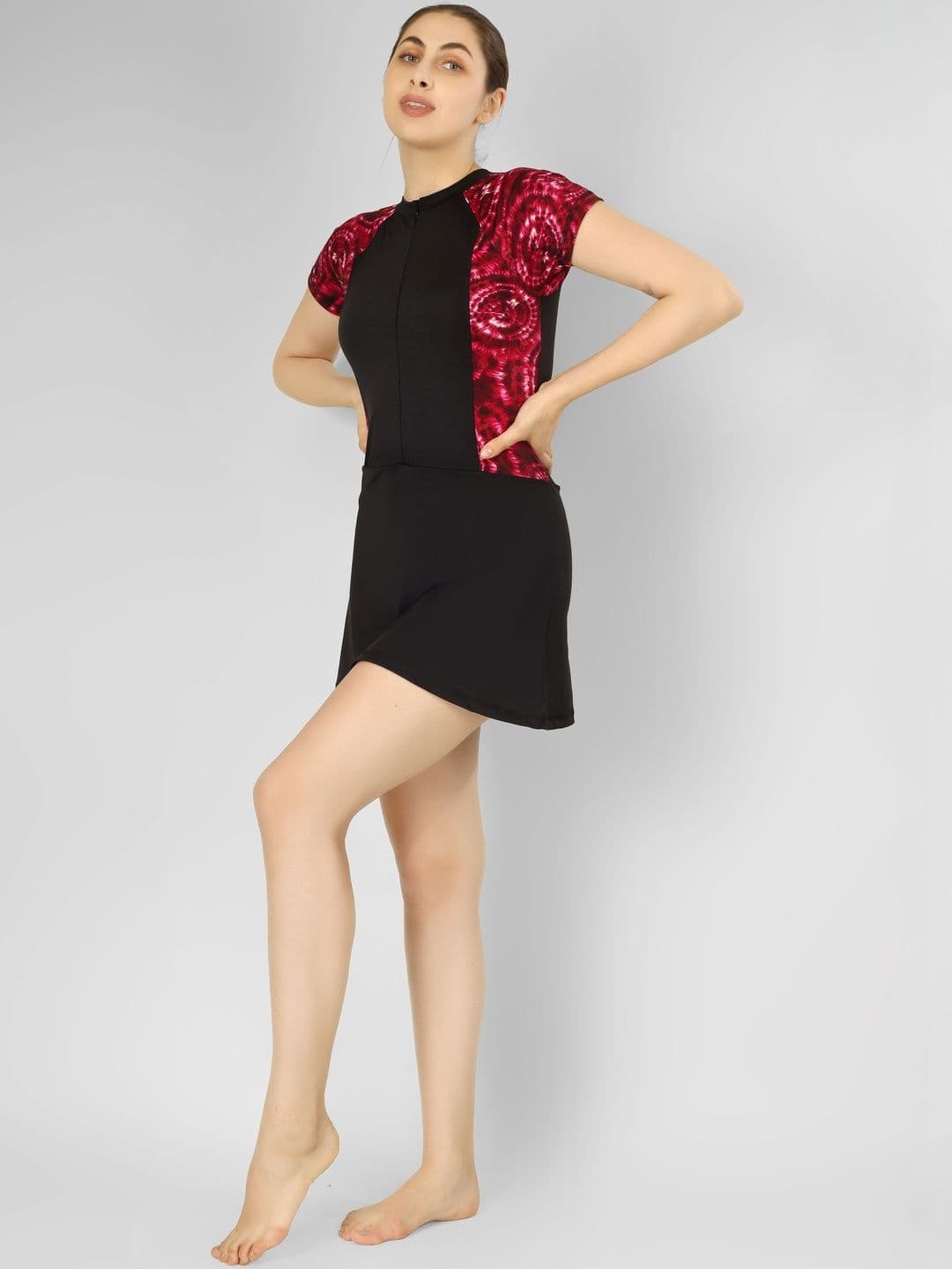 IMPERATIVE Colourblocked Round Neck Swimming Dress - view 1