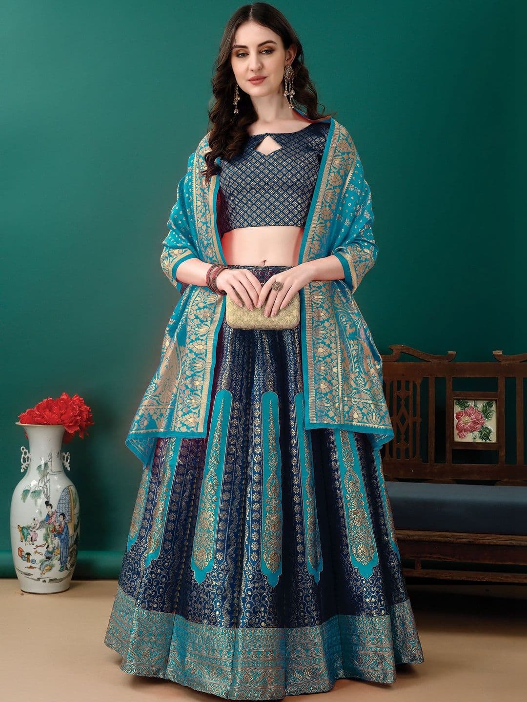JIVUBA Semi-Stitched Lehenga & Blouse With Dupatta - view 1