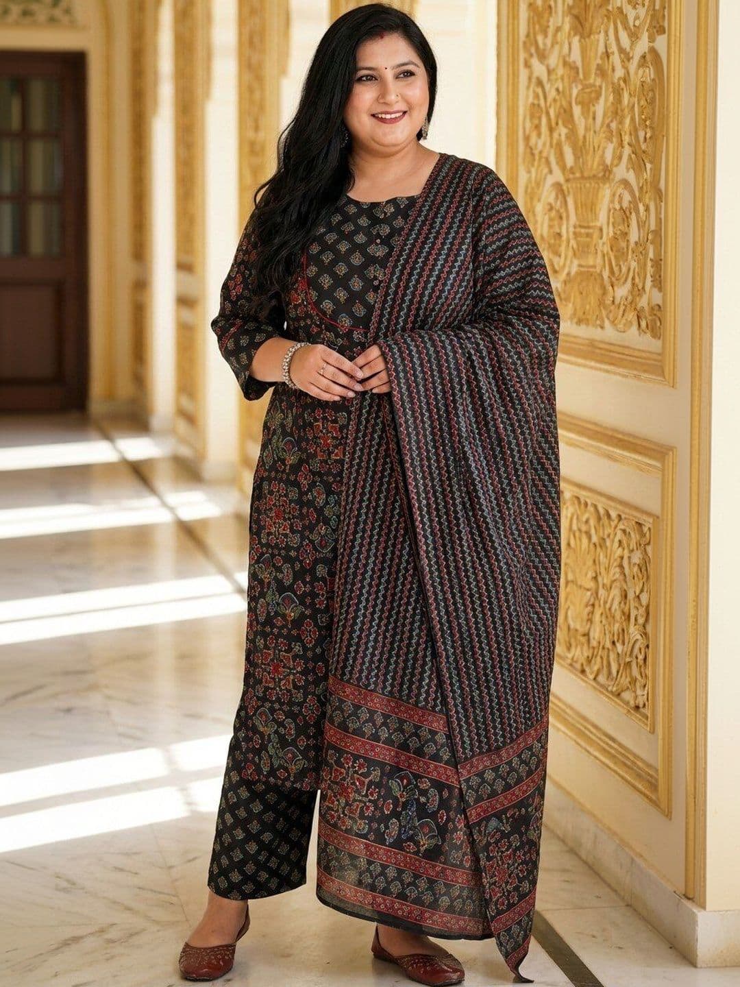 Sztori Women Ethnic Motifs Printed Regular Pure Cotton Kurta with Trousers & With Dupatta - view 1
