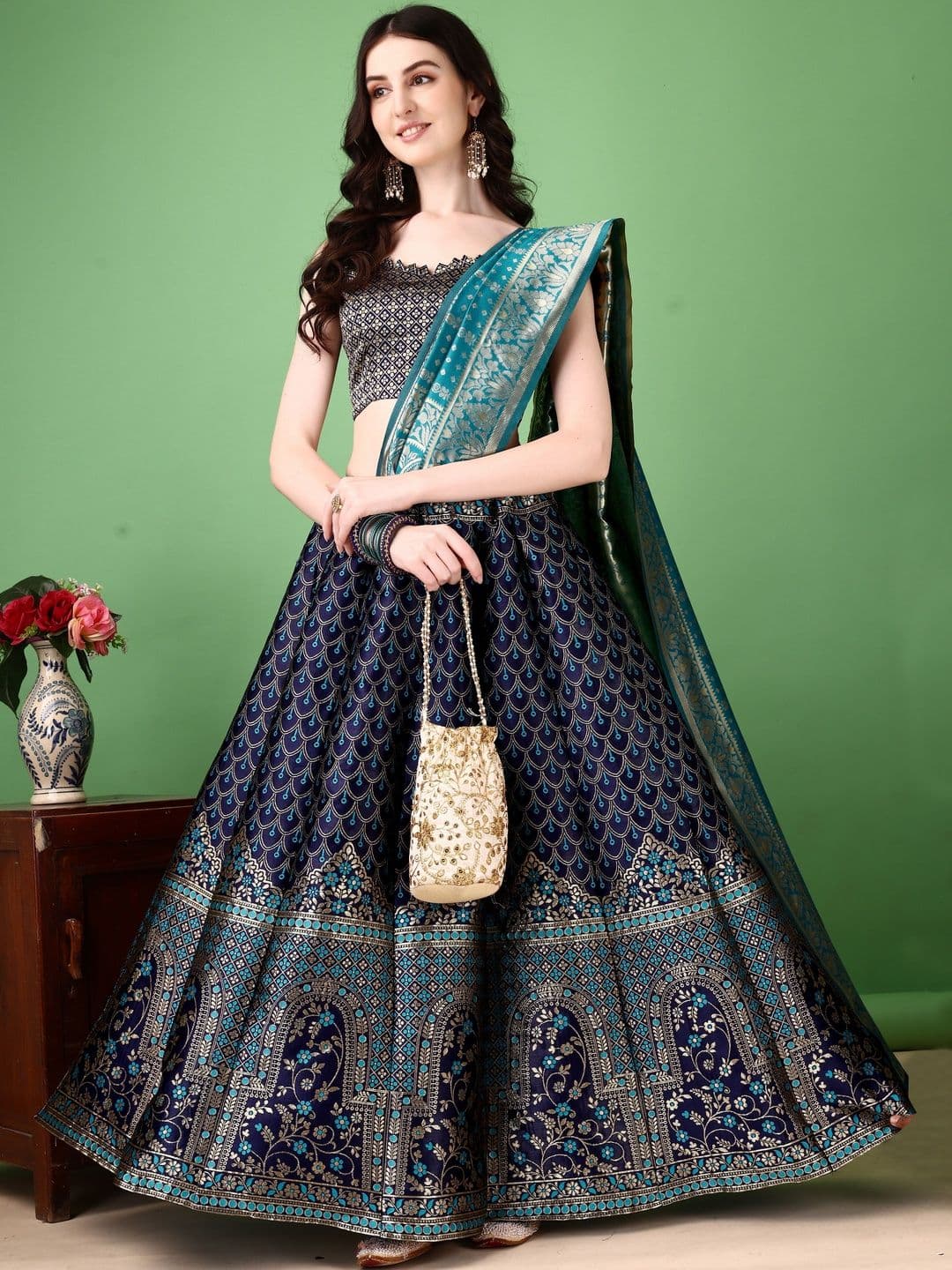 JIVUBA Semi-Stitched Lehenga & Blouse With Dupatta - view 1