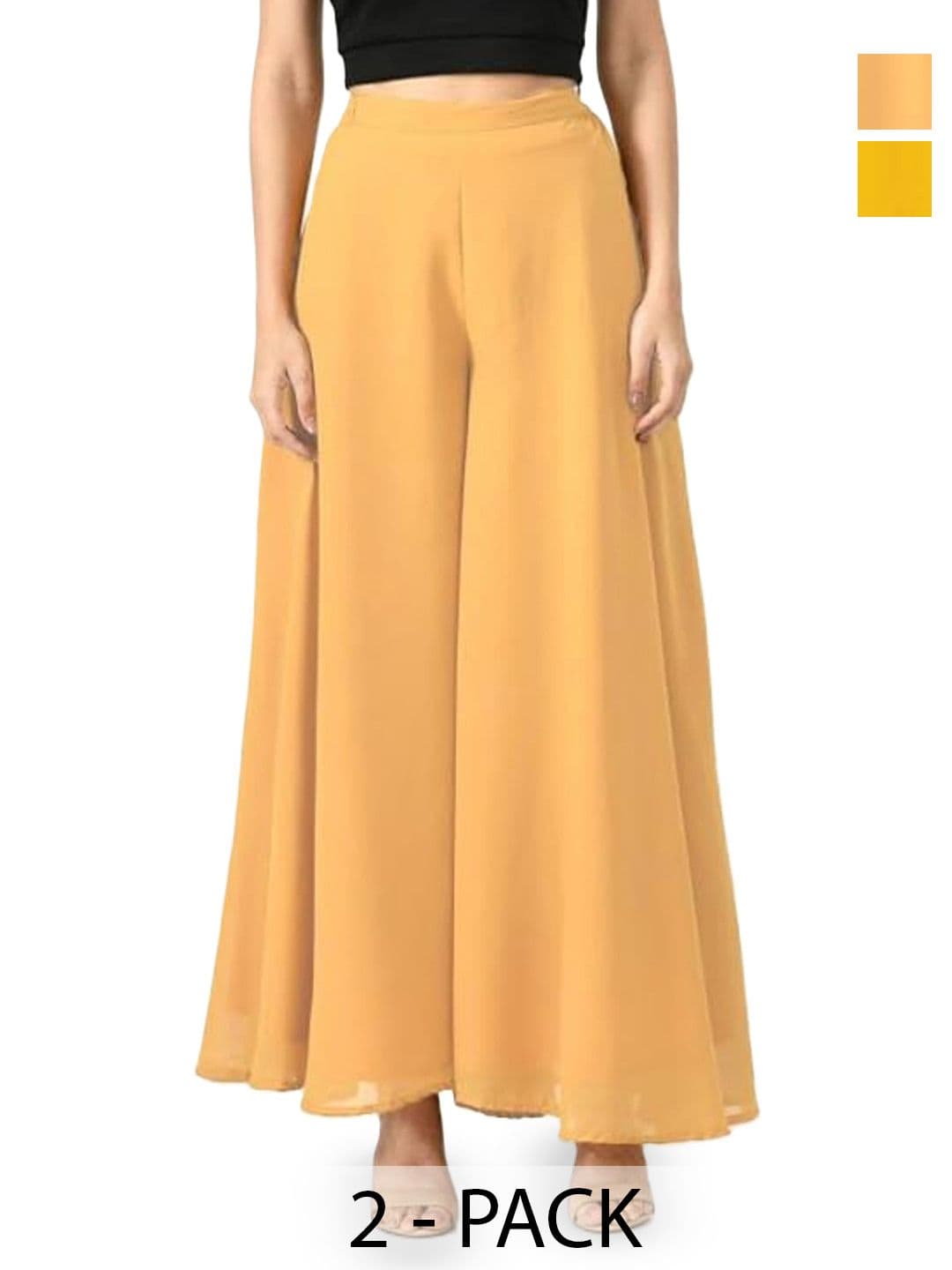 AFFLEON Women 2 Flared Georgette Palazzos - view 1