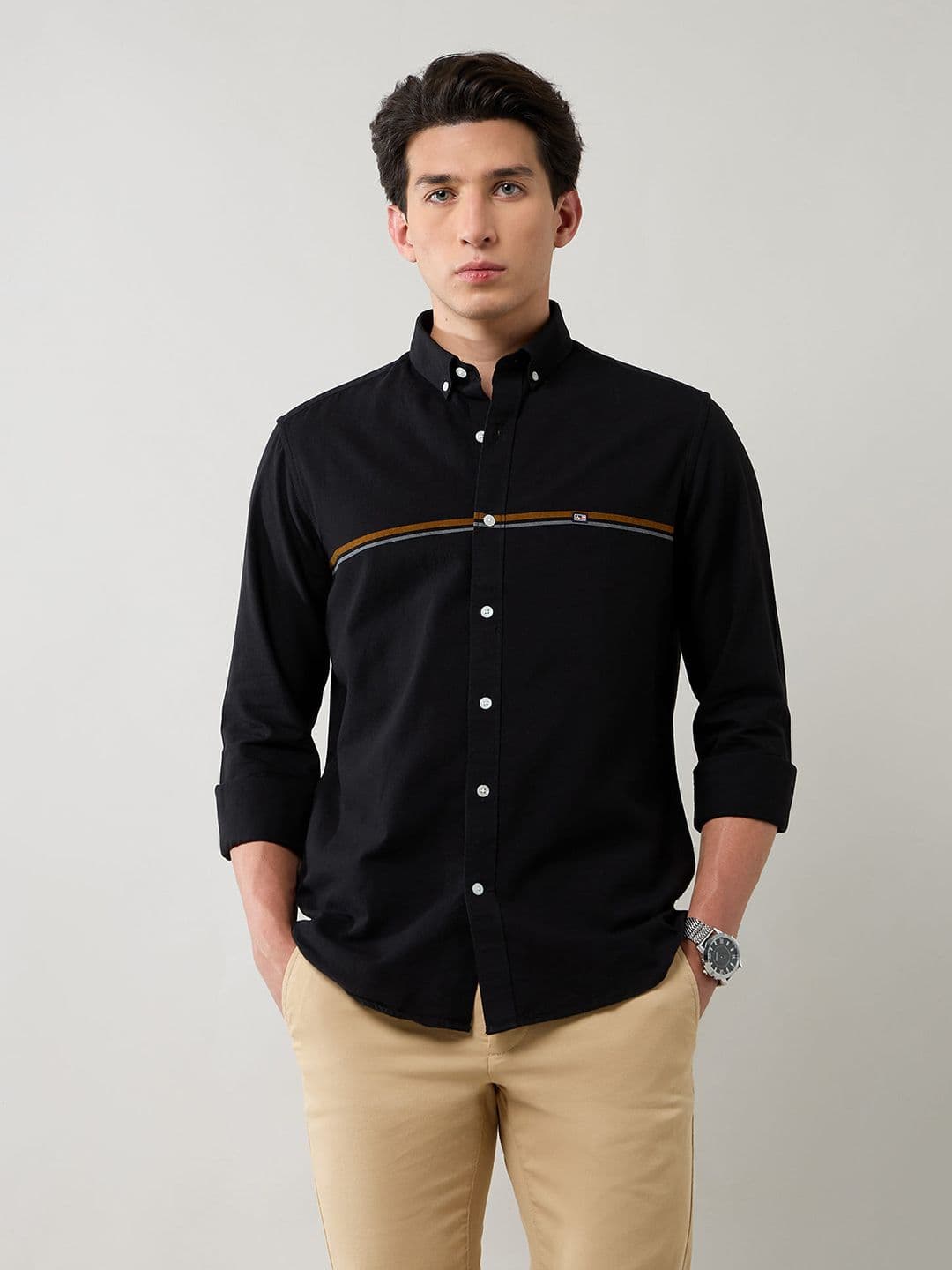 Arrow Sport Pure Cotton Manhattan Slim Fit Button-Down Collar Striped Casual Shirt - view 1