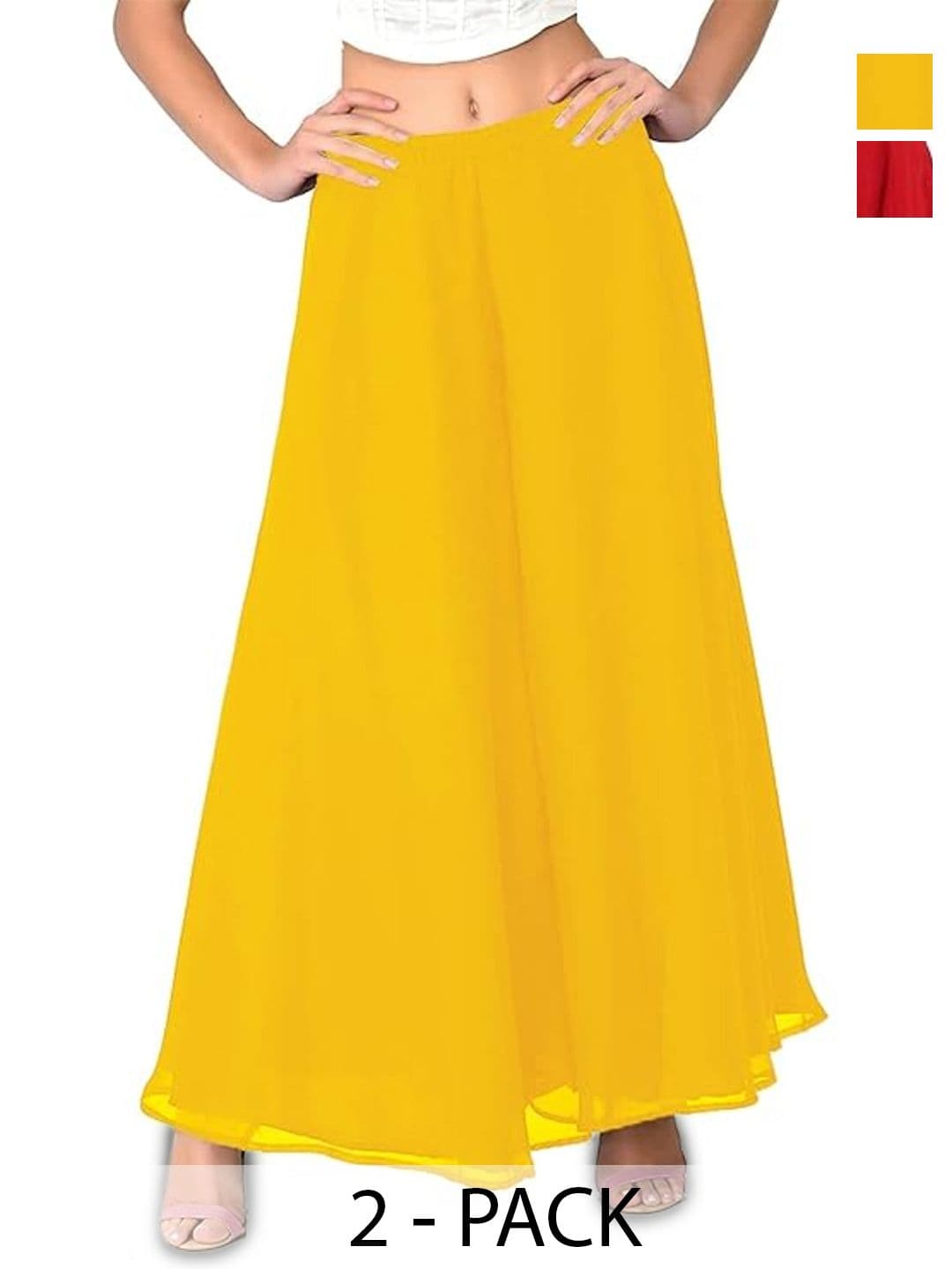 AFFLEON Women 2 Flared Georgette Ethnic Palazzos - view 1