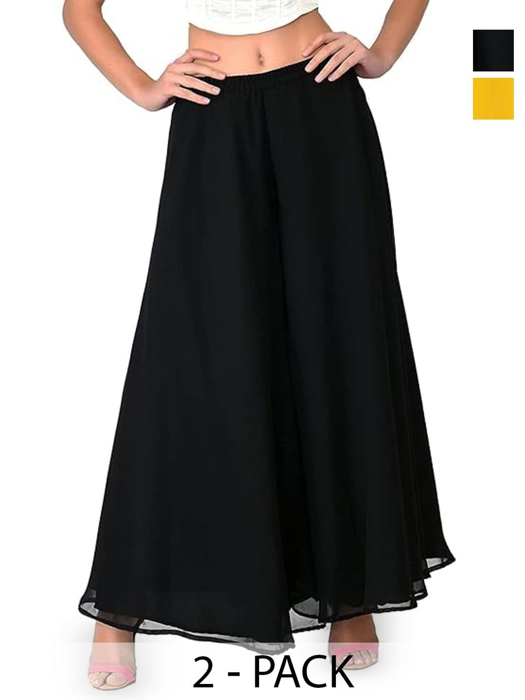 Aura Glam Women 2 Flared Georgette Ethnic Palazzos - view 1