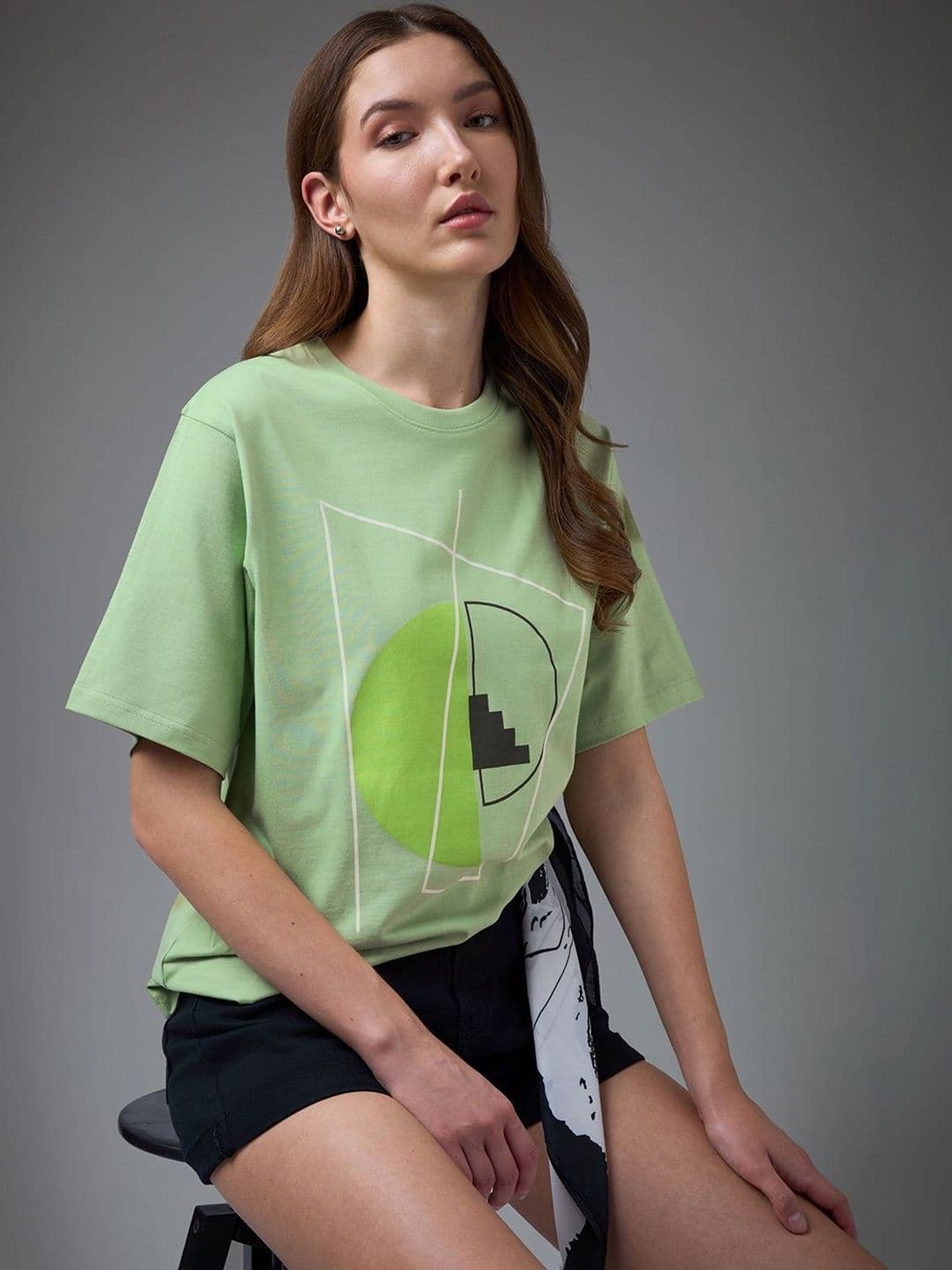 DILLINGER Womens Printed Round Neck Oversized Fit Tshirt - view 1