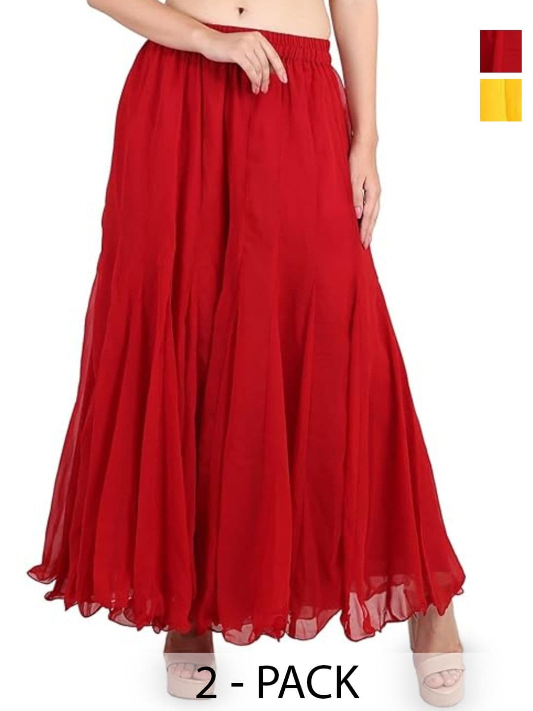 AFFLEON Women 2 Flared Georgette Ethnic Palazzos - view 1