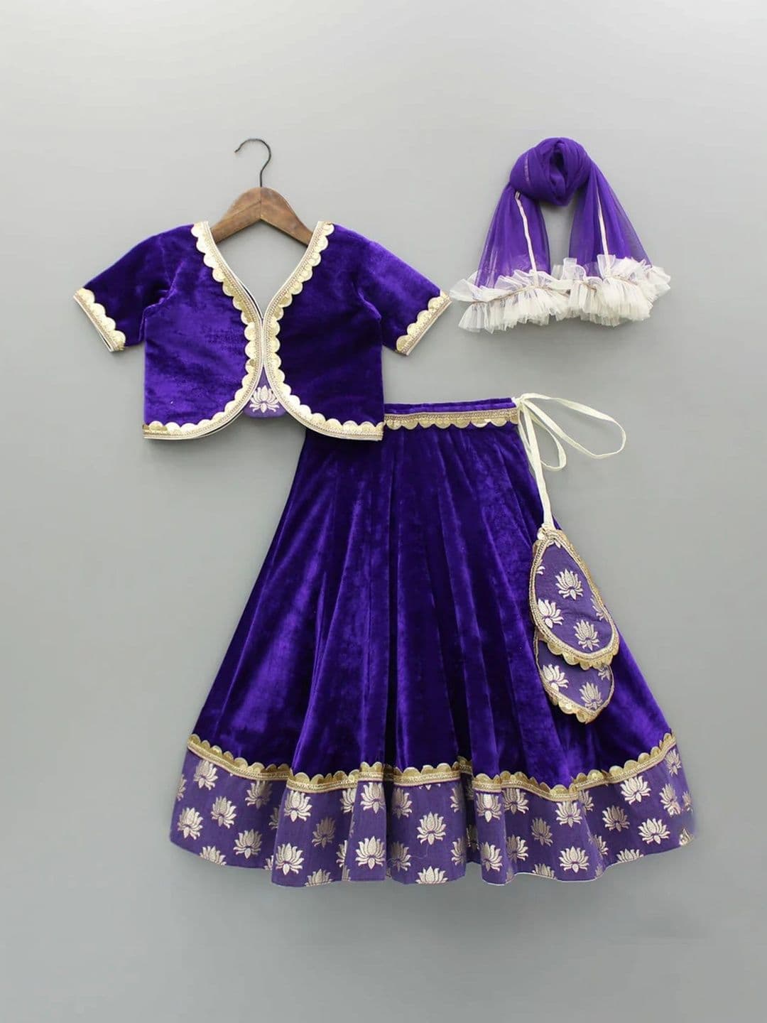 The Little Tales Girls Embellished Sequinned Ready to Wear Lehenga & Blouse With Dupatta - view 1