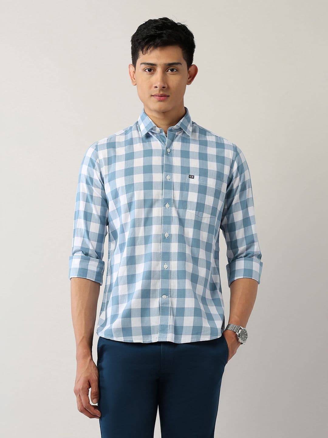 Arrow Sport Manhattan Slim Fit Checked Pure Cotton Casual Shirt - view 1
