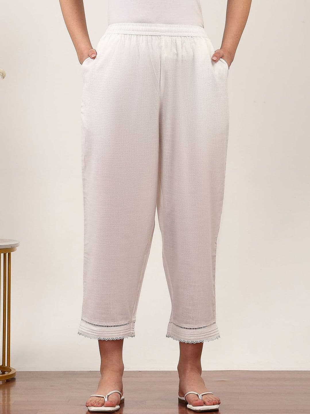 Rangriti Women Straight Fit Cropped Ethnic Palazzos - view 1