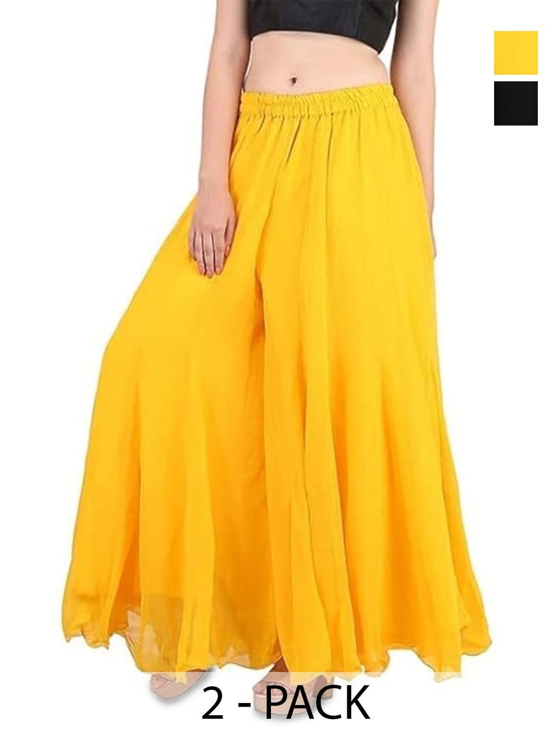AFFLEON Women 2 Flared Georgette Ethnic Palazzos - view 1